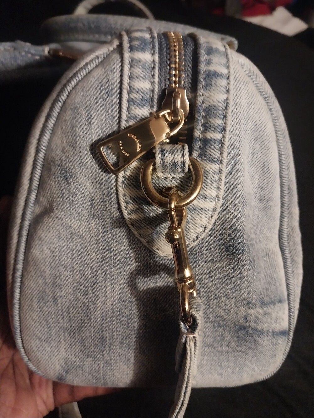 Coach Medium loved Denim Rowan Satchel Handbag in Wash Blue Denim - Picture 9 of 16